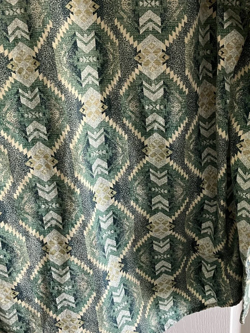 Wrangler Shirt Mens Large Green/Tan Aztec Western Pearl Snap Long Sleeve Casual. - Picture 11 of 11